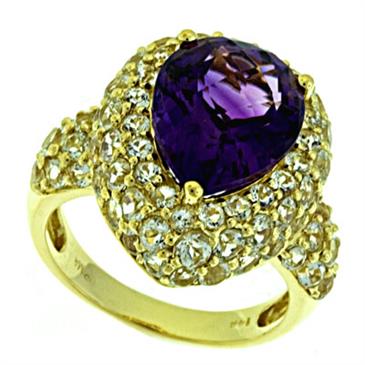 Prima   Amethyst And White Topaz Ring