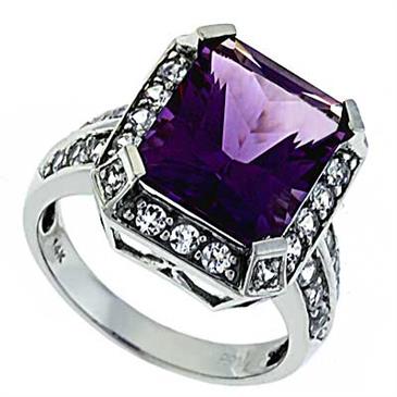 Prima   Amethyst And White Topaz Ring