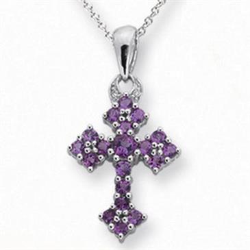 Prima   Amethyst & Diamond Cross Pendant