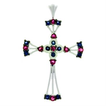 Prima   Blue & Pink Sapphire Cross Pendant