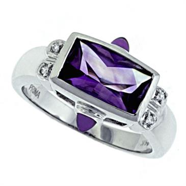 Prima   Diamond And Amethyst Ring