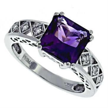 Prima   Diamond And Amethyst Ring