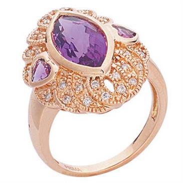 Prima   Diamond And Amethyst Ring