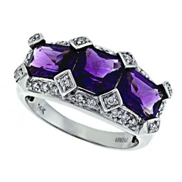 Prima   Diamond And Amethyst Ring