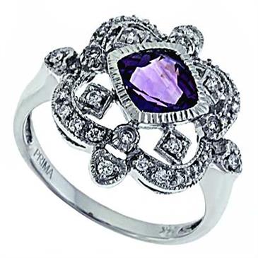 Prima   Diamond And Amethyst Ring