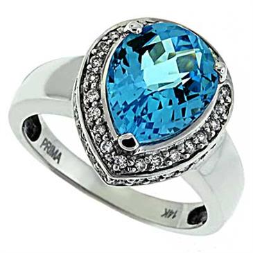 Prima   Diamond And Blue Topaz Ring