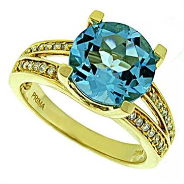 Prima   Diamond And Blue Topaz Ring