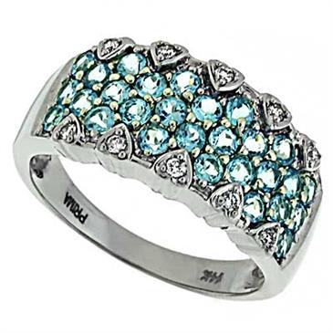 Prima   Diamond And Blue Topaz Ring