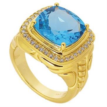 Prima   Diamond And Blue Topaz Ring