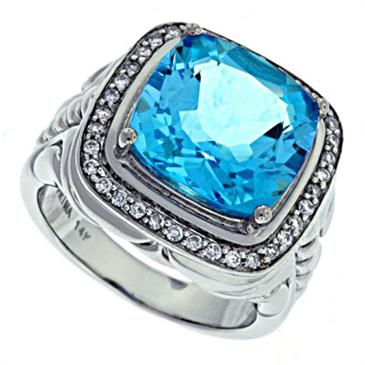 Prima   Diamond And Blue Topaz Ring