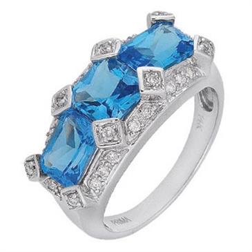 Prima   Diamond And Blue Topaz Ring