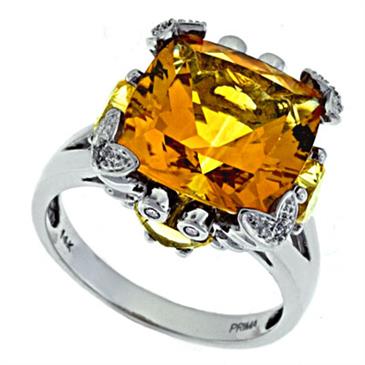 Prima   Diamond And Citrine Ring