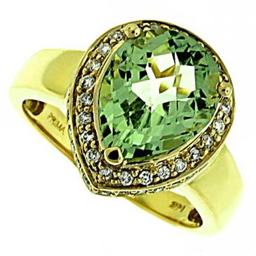 Prima   Diamond And Green Amethyst Ring