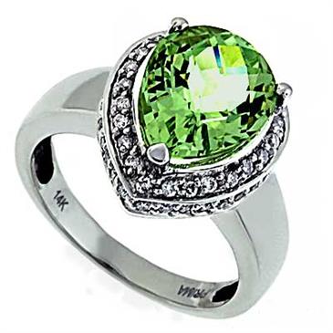 Prima   Diamond And Green Amethyst Ring