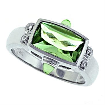 Prima   Diamond And Green Amethyst Ring