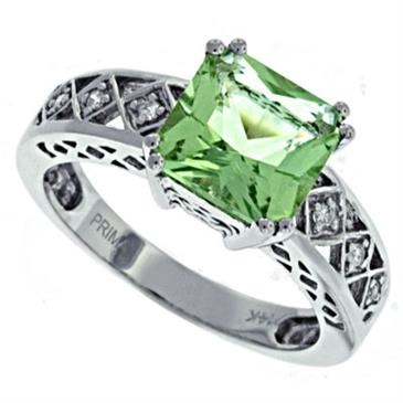 Prima   Diamond And Green Amethyst Ring