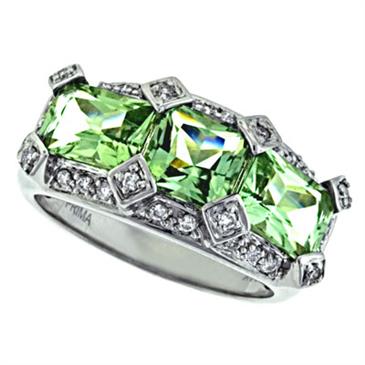 Prima   Diamond And Green Amethyst Ring