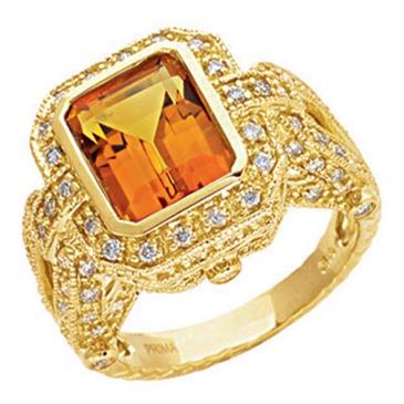 Prima   Diamond And Madera Citrine Ring