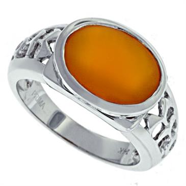 Prima   Diamond And Orange Chaceldony Ring