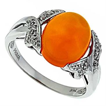 Prima   Diamond And Orange Chalcedony Ring