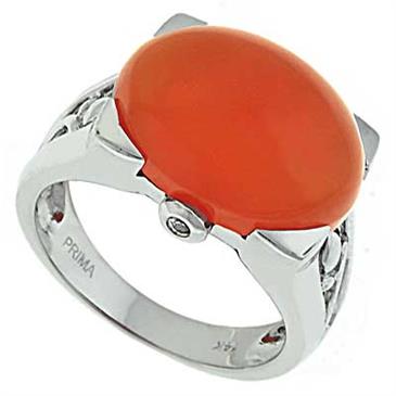 Prima   Diamond And Orange Chalcedony Ring