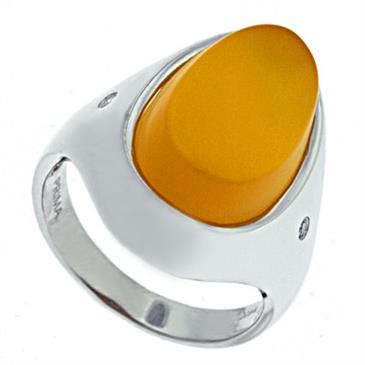 Prima   Diamond And Orange Chalcedony Ring