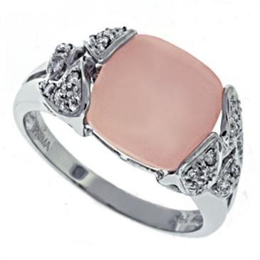 Prima   Diamond And Rose Quartz Ring