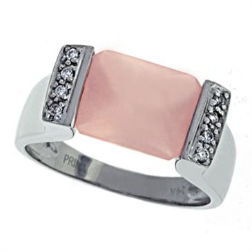 Prima   Diamond And Rose Quartz Ring