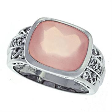 Prima   Diamond And Rose Quartz Ring