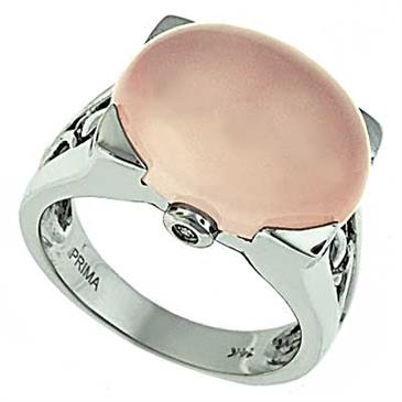 Prima   Diamond And Rose Quartz Ring