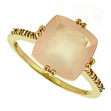 Prima   Diamond And Rose Quartz Ring