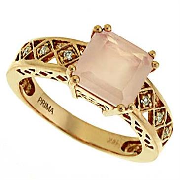 Prima   Diamond And Rose Quartz Ring