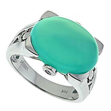 Prima   Diamond And Sea Chalcedony Ring