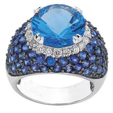 Prima   Diamond, Blue Topaz And Sapphire Ring