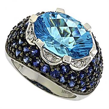 Prima   Diamond, Blue Topaz And Sapphire Ring