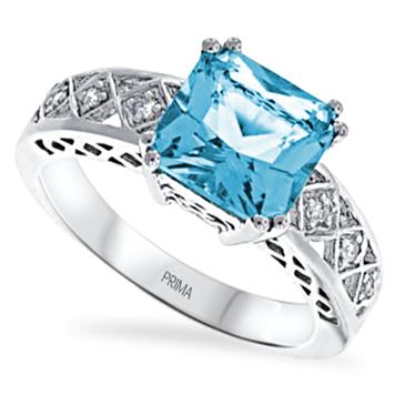 Prima   Diamond & Blue Topaz Ring