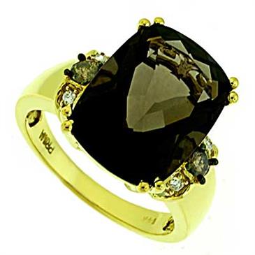 Prima   Diamond, Chocolate Diamond And Smokey Quartz Ring