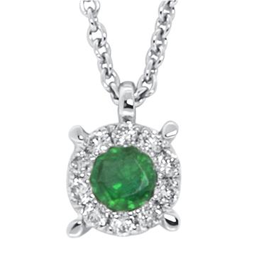 Prima   Diamond & Emerald Pendant With Chain