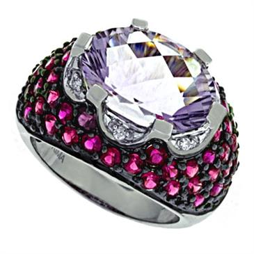 Prima   Diamond, Pink Amethyst And Pink Sapphire Ring