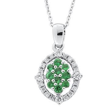 Prima   Emerald & Diamond Pendant With Chain