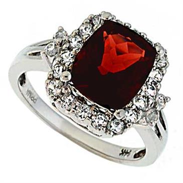 Prima   Garnet And White Topaz Ring