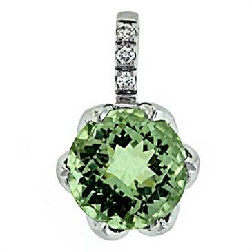 Prima   Green Amethyst & Diamond Pendant