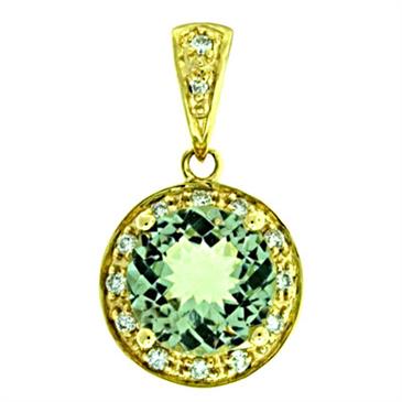 Prima   Green Amethyst & Diamond Pendant