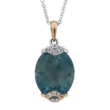 Prima   London Blue & Diamond Pendant With Chain