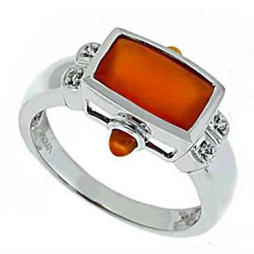 Prima   Orange Chalcedony And Diamond Ring