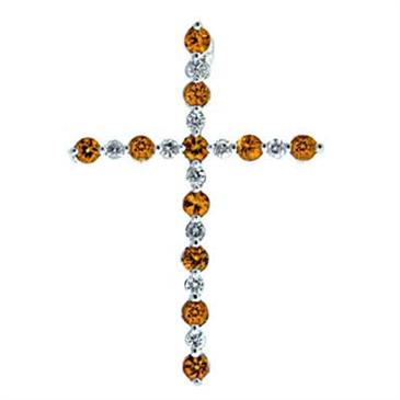 Prima   Orange Sapphire & Diamond Cross Pendant