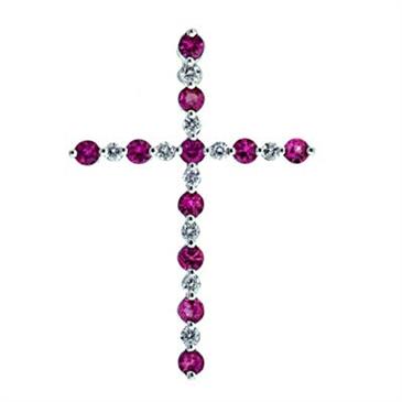 Prima   Pink Sapphire & Diamond Cross Pendant