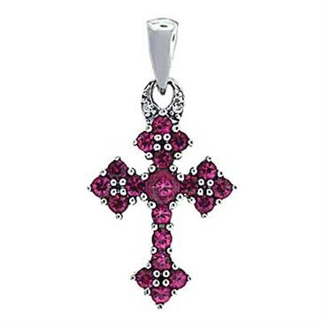 Prima   Pink Sapphire & Diamond Cross Pendant