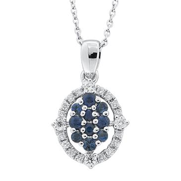 Prima   Sapphire & Diamond Pendant With Chain