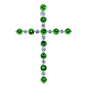 Prima   Tsavorite & Diamond Cross Pendant